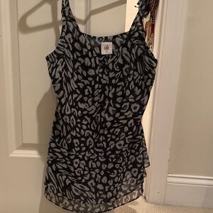 CAbi Women's Black and Blue Animal Print Tank Top